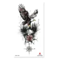 Waterproof temporary tattoo sticker with eagle rose compass design for body art decoration. - XQB-1296