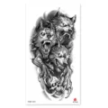 Waterproof temporary tattoo sticker featuring a fierce three-headed wolf and skull design. - XQB-1257 / 11.4x21cm