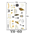 Foglio di tatuaggio temporaneo oro e argento metallizzato adesivo impermeabile per donne. - YH-60