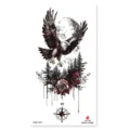 Temporary tattoo sticker featuring eagle, moon, pine trees, rose and compass for arm and leg. - XQB-1297