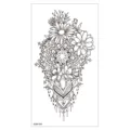 Autocollant de tatouage temporaire mandala floral noir et blanc pour art corporel. - XQB-336 / 11.4*21CM