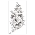 Autocollant de tatouage temporaire floral noir et blanc art linéaire design bras - XQB-338 / 11.4*21CM