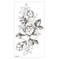 Autocollant de tatouage temporaire floral noir et blanc, design de pivoine pour bras. - XQB-339 / 11.4*21CM
