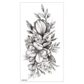 Autocollant de tatouage temporaire floral noir et blanc pour bras, design d'art linéaire. - XQB-340 / 11.4*21CM