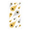 Metallic temporary tattoo sticker featuring stylish peacock feather designs for body art fashion. - Pattern M-T23