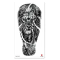Waterproof temporary tattoo sticker with fierce lion and Spartan warrior design, black. - XQB-1261 / 11.4x21cm