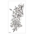 Autocollant de tatouage temporaire avec masque kitsune japonais et design floral. - XQB-341 / 11.4*21CM