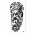 Waterproof temporary tattoo sticker featuring Greek god Poseidon, trident and ship design. - XQB-1262 / 11.4x21cm