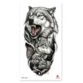 Waterproof temporary tattoo sticker for arm and body, realistic wolf and forest design. - XQB-1263 / 11.4x21cm