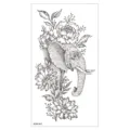 Tatouage temporaire éléphant et fleurs, design à fines lignes noir et blanc pour bras. - XQB-343 / 11.4*21CM