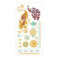 Metallic temporary tattoo sticker sheet featuring elegant peacock and mandala designs. - Pattern M-T27