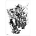 Waterproof temporary tattoo sticker featuring a fierce warrior design for body art decoration. - TH-463
