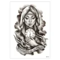 Temporary waterproof tattoo sticker gothic praying woman candle black grey design body art - HB-412 / 148*210MM