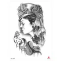Waterproof temporary tattoo sticker vintage woman snake black flash arm body art decal - HB-230