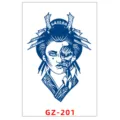Adesivo tatuaggio temporaneo geisha cyberpunk, arte corporea braccio blu impermeabile. - GZ-201 / 11x18cm