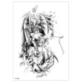 Adhesivo de Tatuaje Temporal Impermeable Caballero Demonio Negro Blanco Arte Corporal - TH-562