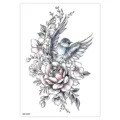 Bird and flower temporary tattoo sticker, sketch style waterproof body art sticker variant. - HB-430 / 148*210MM