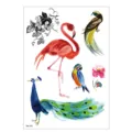 Watercolor animal temporary tattoo sticker set featuring cute flamingos and peacocks. - TH-114 / 148*210MM