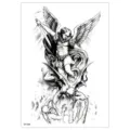 Adhesivo de tatuaje temporal impermeable con diseño de batalla de ángel y demonio. - TH-564