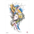 Japanese geisha koi fish waterproof temporary tattoo sticker half arm body art design variant - HB-403
