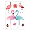Waterproof temporary tattoo sticker for kids with cute watercolor flamingos and flowers. - TH-116 / 148*210MM
