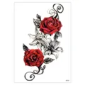 Waterproof temporary tattoo sticker with red roses and white lilies floral design. - HB-516 / 148*210MM
