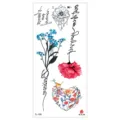 Wasserdichte temporäre Tattoo Aufkleber mit bunten Blumen und englischen Textmotiven. - TL-198 Muster / 90*190mm