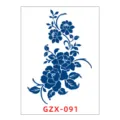 Blue floral herbal tattoo sticker, waterproof long-lasting small botanical body art design. - GZX-91