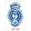 Adesivo per tatuaggio temporaneo erboristico occhio mistico piramide blu impermeabile - GZ-184 / 11x18cm