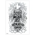 Waterproof temporary tattoo sticker featuring angel cross and roses design for body art style. - TH-568