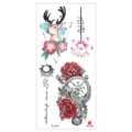 Wasserdichter temporärer Tattoo-Aufkleber bunte Blume Hirsch Kompass Körperkunstblatt - TL-213 / 90*190mm