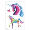 Waterproof unicorn temporary tattoo sticker for kids, cute watercolor galaxy design variant. - TH-121 / 148*210MM