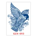 Blue floral bird herbal tattoo sticker, waterproof long-lasting temporary body art decal. - GZX-93