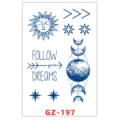 Adesivo tatuaggio temporaneo succo d'erbe, design sole luna celeste blu per arte corporea. - GZ-197 / 11x18cm