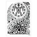 Waterproof tribal temporary tattoo sticker sheet featuring turtle and sun design for arms. - HB-523 / 148*210MM