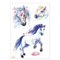 Kids waterproof temporary tattoo sticker sheet with cute watercolor horse and unicorn designs. - TH-122 / 148*210MM