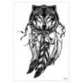 Wolf dreamcatcher temporary tattoo sticker waterproof sketch body art sticker model variant - HB-577 / 148*210MM