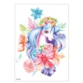 Kids waterproof temporary tattoo sticker cute watercolor unicorn floral design body art - TH-123 / 148*210MM