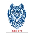 Herbal juice tattoo sticker, blue tribal wolf head design, temporary waterproof art. - GZX-95