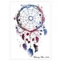 Dreamcatcher temporary tattoo sticker, blue purple gradient twig feather waterproof body art design - HB-629 / 148*210MM