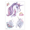 Watercolor unicorn temporary tattoo sticker for kids, waterproof cute cartoon body art design. - TH-124 / 148*210MM