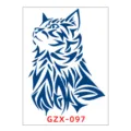 Herbal juice tattoo sticker, waterproof tribal blue cat design, long-lasting eco-friendly art. - GZX-97