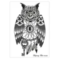 Waterproof temporary tattoo sticker featuring owl dreamcatcher key design, durable and safe. - HB-654 / 148*210MM