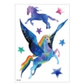 Kids waterproof temporary tattoo sticker with cute watercolor unicorn and stars design. - TH-125 / 148*210MM