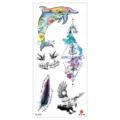 Bunte temporäre Tattoo-Aufkleber mit Delfin, geometrischen Bäumen, Adler und Feder. - TL-223 / 90*190mm
