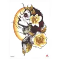 Waterproof temporary tattoo sticker for arms, featuring geisha and yellow rose design. - HB-469