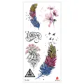 Wasserdichter temporärer Tattoo-Aufkleber mit bunten Federn, Kirschblüten und geometrischen Motiven. - TL-224 / 90*190mm