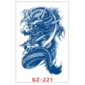 Adesivo per tatuaggio temporaneo drago blu alle erbe impermeabile a lunga durata. - GZ-221 / 11x18cm