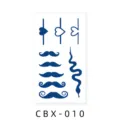 Semi-permanent herbal juice tattoo sticker sheet featuring cute hearts, mustaches and snake designs. - CBX-010
