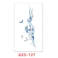 Semi-permanent juice tattoo sticker with blue wave, moon and bird design for body art. - GZS-127